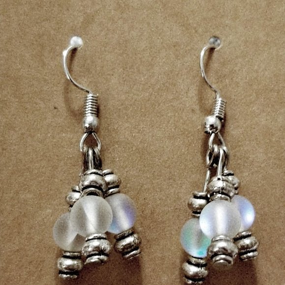 Mermaid Glass Opal Earrings Dangle - Picture 3 of 3